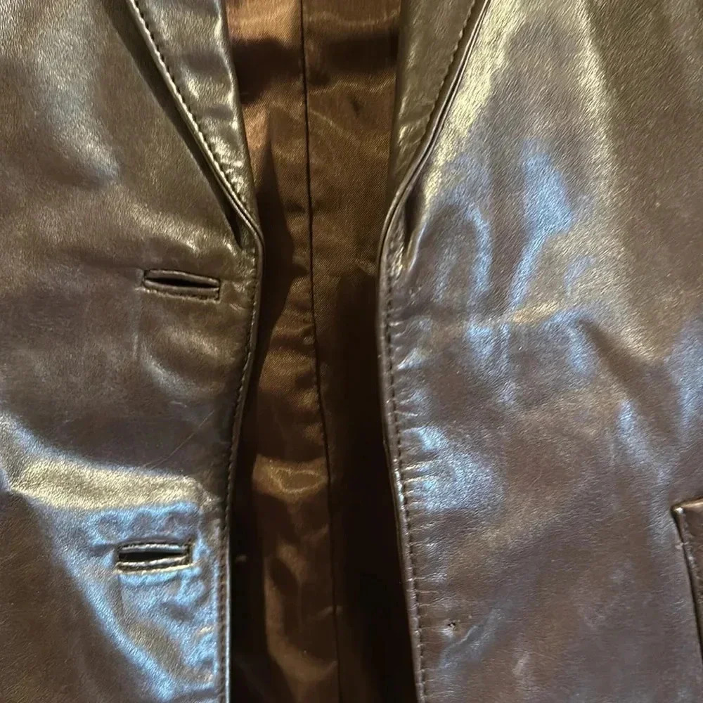 Bertini 100% Brown Leather 2 Button Jacket - Picture 6 of 7